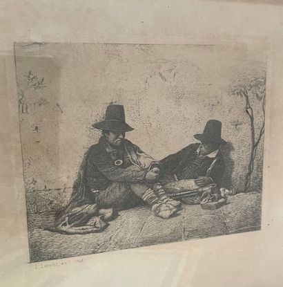 Lot de pièces encadrées : tableau, gravures,...