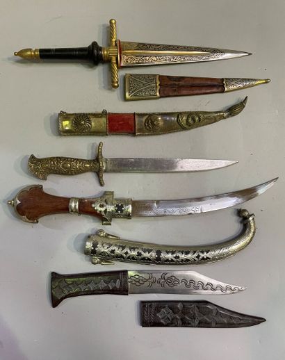 Set of four daggers, Middle East in wood,...