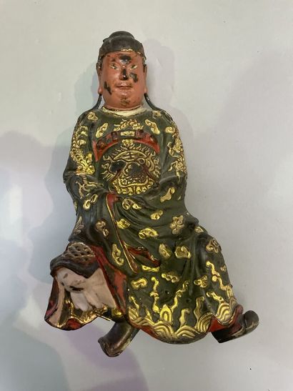 Chinese sage in polychrome and gold relacquered...