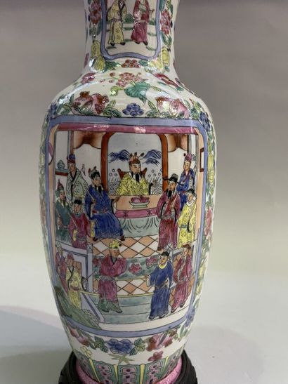 Three Chinese porcelain vases decorated with...