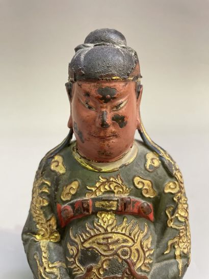 Chinese sage in polychrome and gold relacquered...