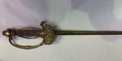 Court sword, the handle in gilded brass carved...