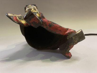Chinese sage in polychrome and gold relacquered...