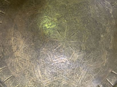 Two trays in chased copper with geometrical...