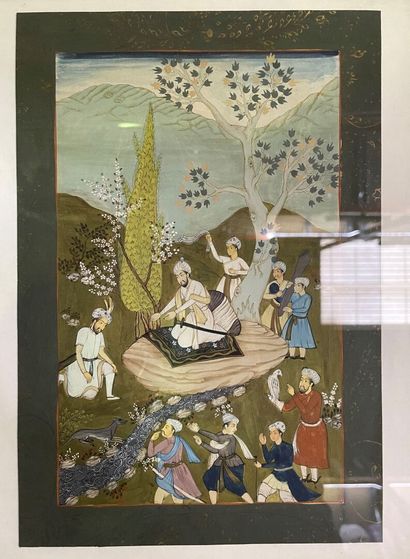 Lot of Persian miniatures and manuscript...