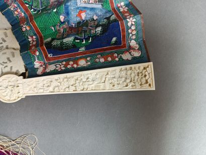 CHINA, Canton, 1880-1914
Fan with ivory strands...