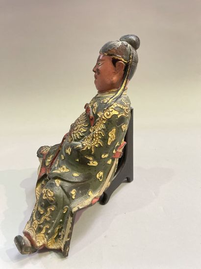 Chinese sage in polychrome and gold relacquered...