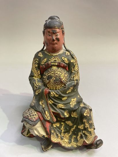 Chinese sage in polychrome and gold relacquered...