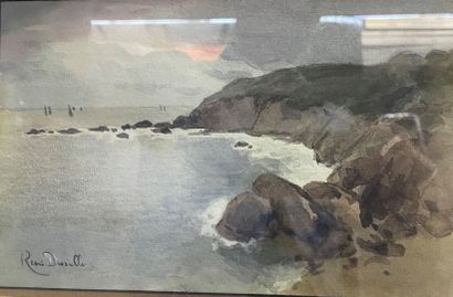 René DURELLE ( 1872-1954 )
Les côtes normandes
Gouache...