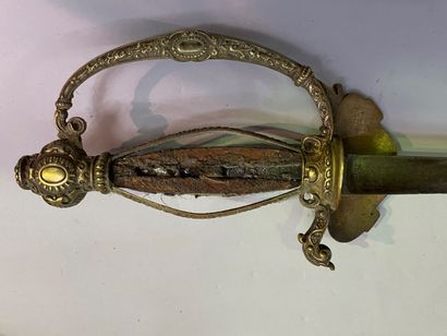 Court sword, the handle in gilded brass carved...
