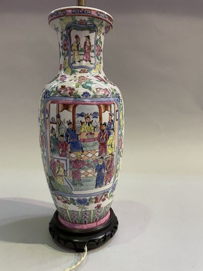 Three Chinese porcelain vases decorated with...