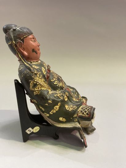 Chinese sage in polychrome and gold relacquered...