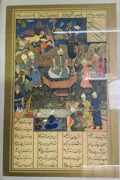Lot of Persian miniatures and manuscript...