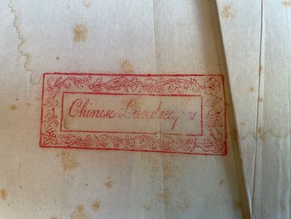 Album covered with fabric containing 5 gouaches...