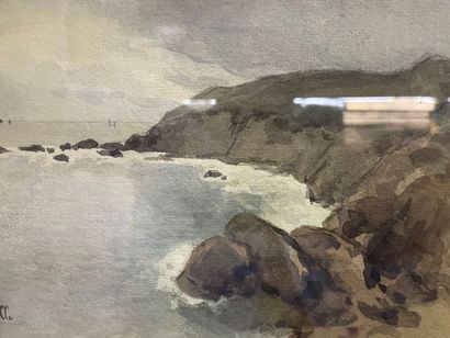 René DURELLE ( 1872-1954 )
Les côtes normandes
Gouache...