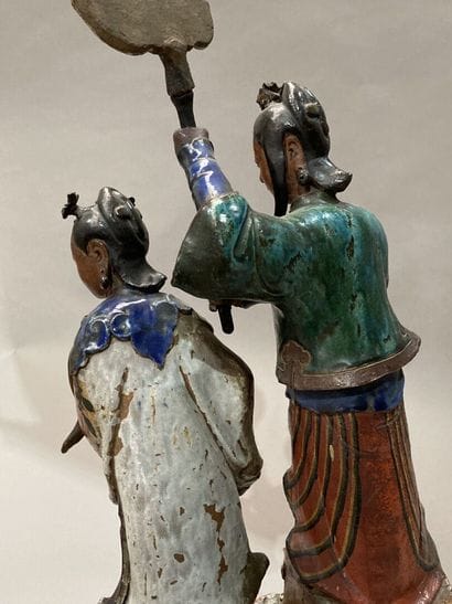SHIWAN - XIXème siècle 
Paire d'éléments...