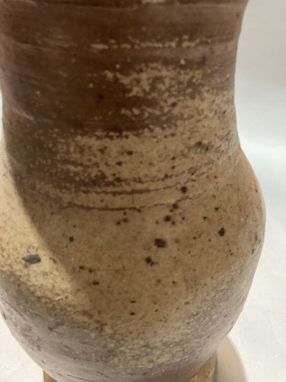 Pied de lampe en grès émaillé, pyrite tournée....