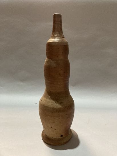Pied de lampe en grès émaillé, pyrite tournée....