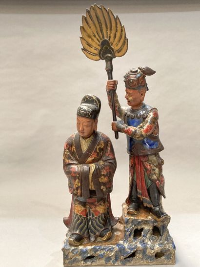 SHIWAN - XIXème siècle 
Paire d'éléments...