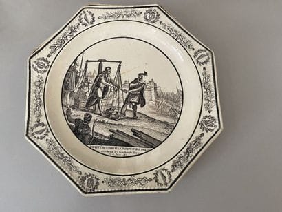 Trente et une assiettes octogonales en faïence...