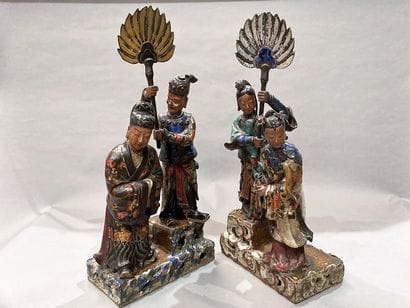 SHIWAN - XIXème siècle 
Paire d'éléments...