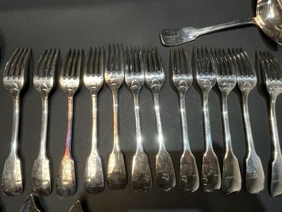 Part of a silver-plated menagere model uniplat,...