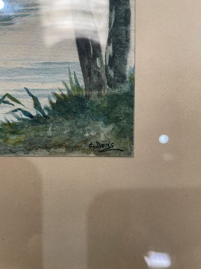 Lot of framed pieces :
-G. DOËNS
Landscape...