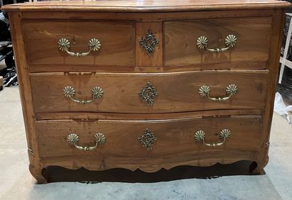 Walnut chest of drawers with curved front...