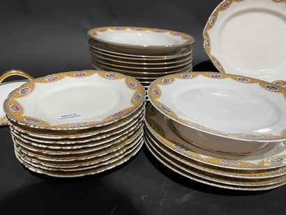 Limoges porcelain dinner service decorated...