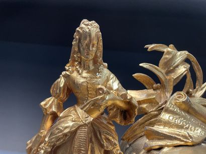 Clock in gilt metal and alabaster with a...