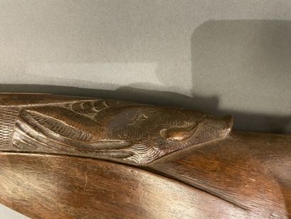 Percussion rifle and snap hook, one with...