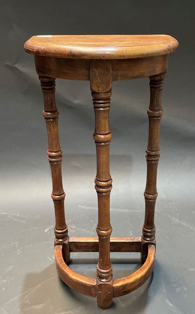 Small half-moon console in natural wood with...