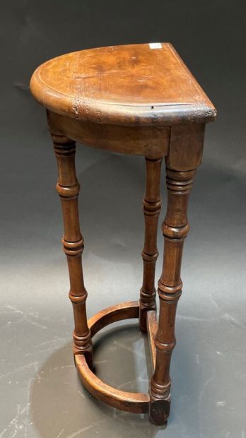 Small half-moon console in natural wood with...