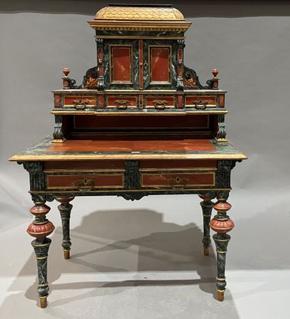 Wooden cabinet painted in imitation of cherry...