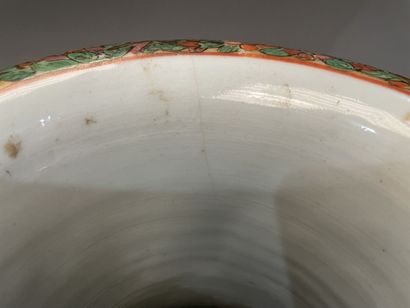 A Canton porcelain baluster vase decorated...