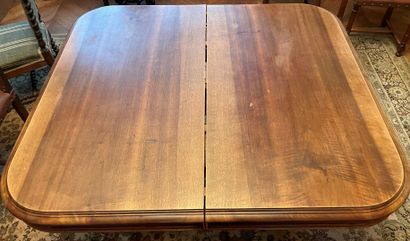 Rectangular dining room table resting on...