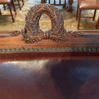 Pair of armchairs in molded wood and carved...