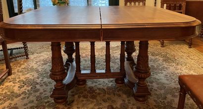 Rectangular dining room table resting on...