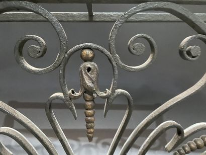 Wrought iron umbrella stand with openwork...