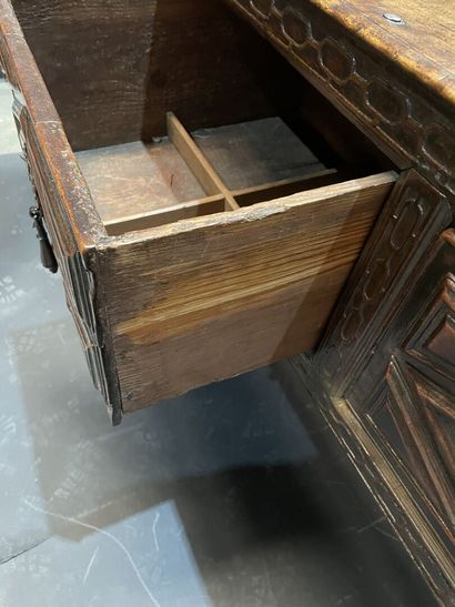 Low sideboard in walnut with two drawers,...