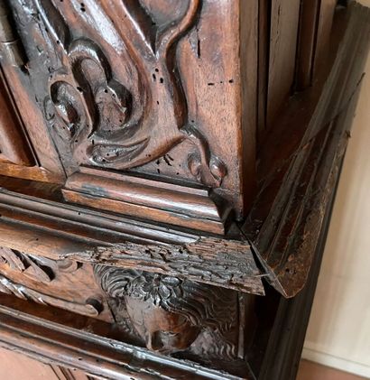 Carved walnut sideboard with four doors and...