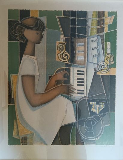 Modern school. 
The Pianist.
Lithograph,...