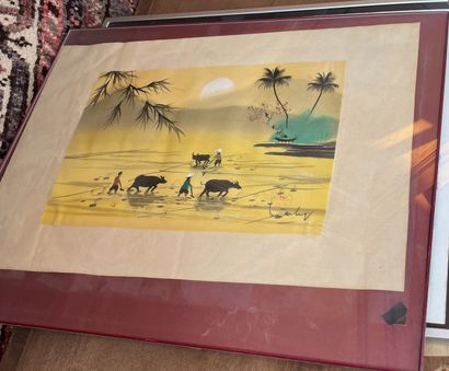 Four framed pieces. 

We join :
HIRI
