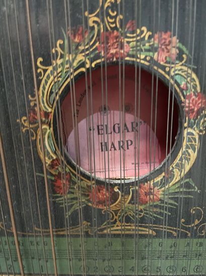 Painted wood lyre harp of English make
In...
