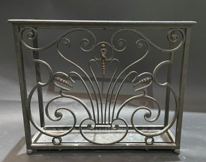 Wrought iron umbrella stand with openwork...