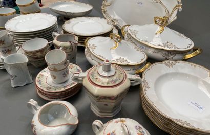 Part of a porcelain dinner service with gilded...