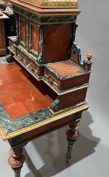 Wooden cabinet painted in imitation of cherry...