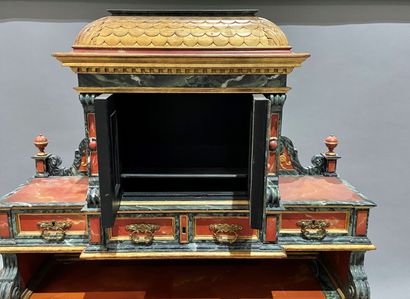 Wooden cabinet painted in imitation of cherry...