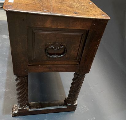 Low sideboard in walnut with two drawers,...