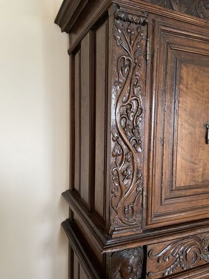Carved walnut sideboard with four doors and...